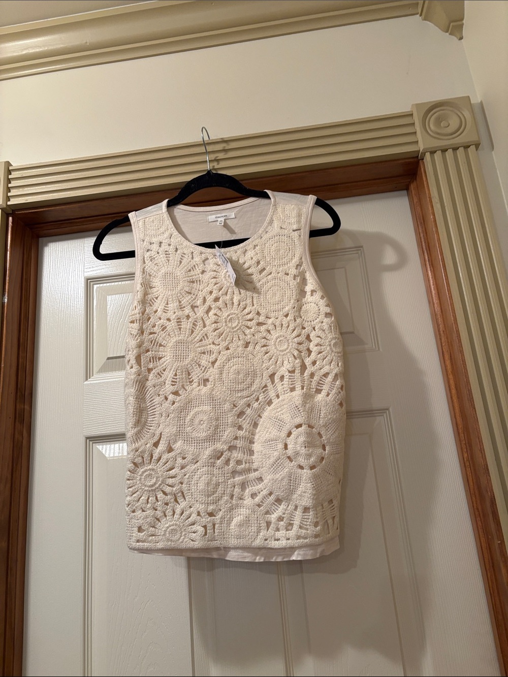 Maurices Cream Crochet Overlay Tank Top